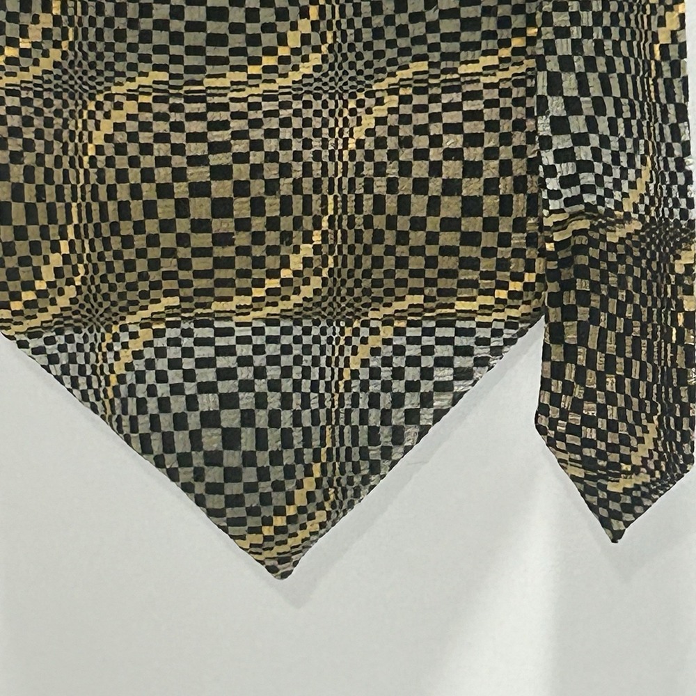 Vintage Domani Uomo Tie 100% Silk Geometric Gold Gray Made In Italy Wide